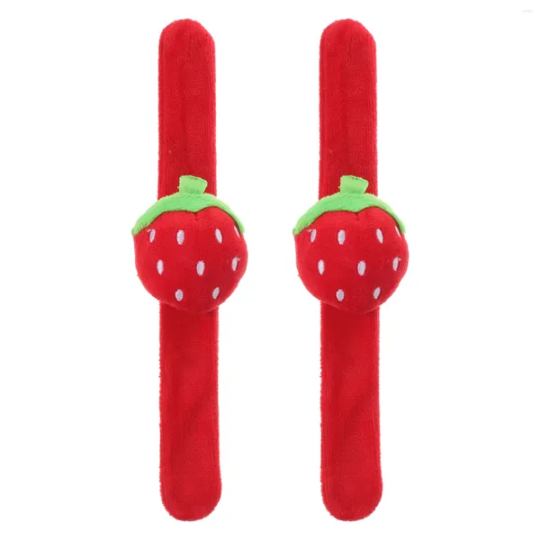 Papel de regalo 2 piezas Slap Bands Pulseras de felpa Muñeca Mini Figuras Niños Frutas Suministros para fiestas Muñequera Snap