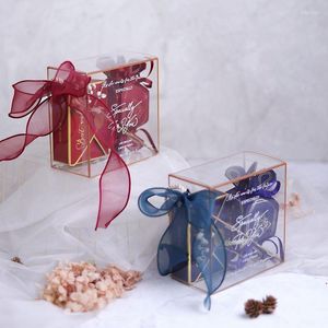 Emballage cadeau 2 ensemble bleu Transparent Portable boîte mariage fête d'anniversaire bébé douche cuisson biscuits boîtes à gâteaux et emballage décoration