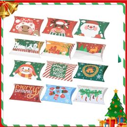 Geschenkwikkeling 20/10 stks Kerstkussen Vorm Candy Box Merry Kraft Paper Packging Kids Gunsten Happy Year 2023