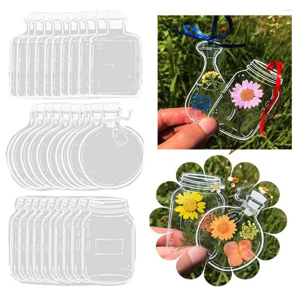 Envoltura de regalo 20/30 unids creativo transparente flor seca marcadores hechos a mano DIY herbario página clips lectura marca cristalería forma pegatinas