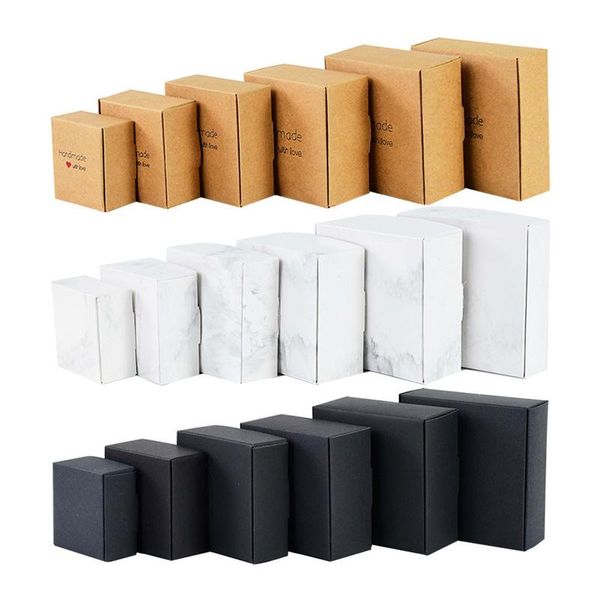 Papel de regalo 20/50/100 Uds caja de papel Kraft cartón negro con ventana transparente bolsas de embalaje de dulces para negocios a cuadros pequeño avión BoxesGift