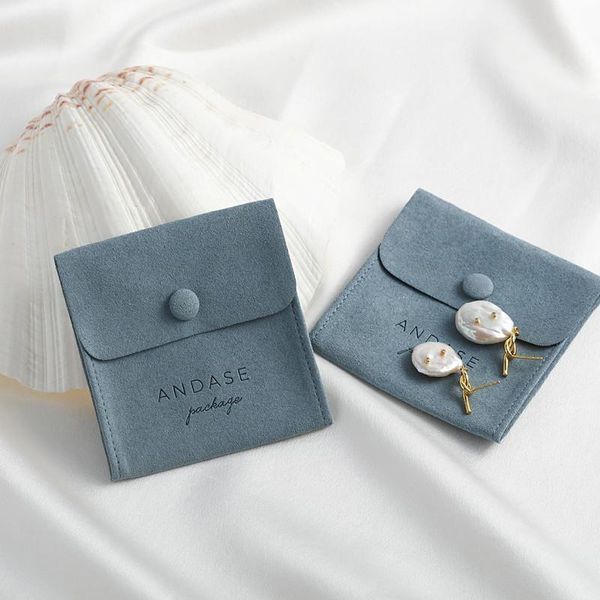 Emballage cadeau 20-500pcs sac de pochettes de bijoux en daim personnalisé avec logo imprimé petites boucles d'oreilles collier emballage sacs bouton WholesaGift