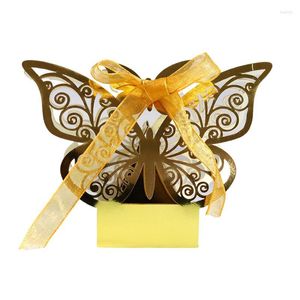 Envoltura de regalo 20/50 unids Caja de dulces de mariposa Dulces favores de boda y cajas de regalos con cinta Baby Shower para bautismo Cumpleaños SGi