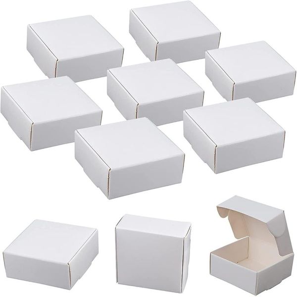 Papel de regalo 20/50 Uds caja de papel Kraft plegable negro blanco marrón cajas hechas a mano para joyería favores de fiesta de Navidad pequeño regalo de negocios
