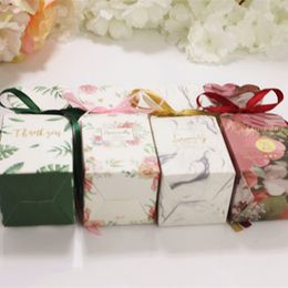 Geschenkwikkeling 20/50 stks Marble Design Bruiloft Dragees Geschenkdoos Baby Douchefeest Deco Mariage Verjaardagsfeestje Gunsten Flower Gift Bags Inpakken 230306