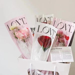 Enveloppe-cadeau 20 PCS Love Transparent Rose Packaging Sacs Flower Bouquet Plastic Sac Emballage Paper un droit