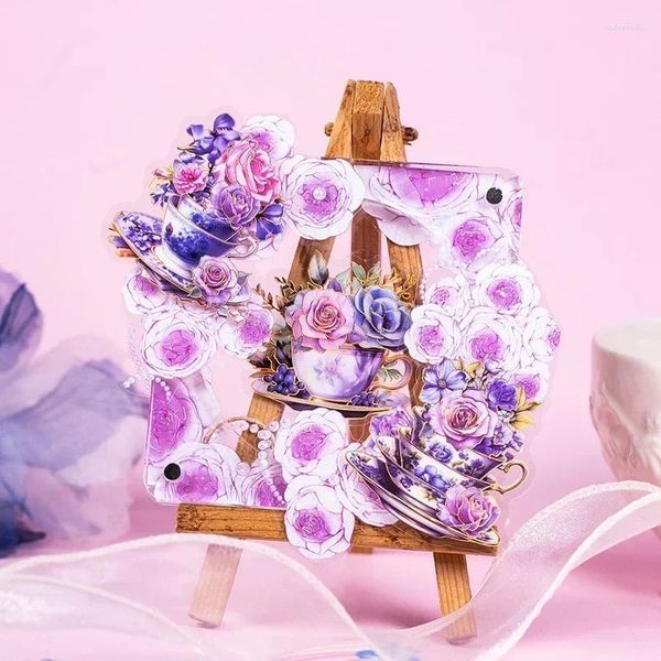 Envoltura de regalo 20 piezas por paquete Pegatinas para mascotas Arte colorido Flor Tienda de mano Collage Decorativo Etiqueta tridimensional Bolsa 6 opciones