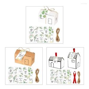Geschenkwikkeling 20 Sets Candy Boxes Wedding Party Gunst Kraft Paper Box met Thank You Tags String Rope For Themed Bridal Shower