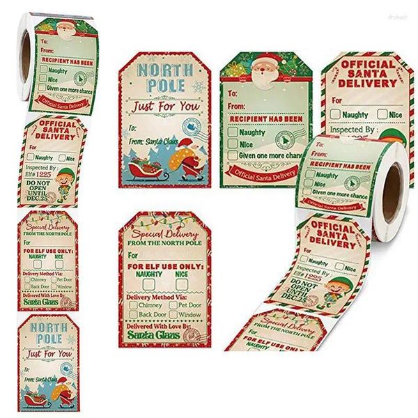 Enveloppe cadeau 200 pièces Autocollants de Noël Kraft Paper Labels DIY Crafts auto-adhésif pour