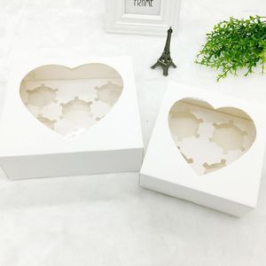 Geschenkwikkeling 200 x 4 Holte 6 Hexagon Hart Witbruine Cupcake Boxen U hoeft geen mousse -kopje ei -taartbox te vouwen