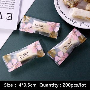 Geschenkwikkeling 200 %/Lot Candy Packing Bag Handgemaakte Chinese stijl Frosted Sweet Cherry Blossoms Soft Nougat Sugar Wrapper Party Supplies Packgif