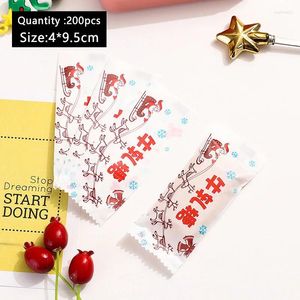 Cadeau Wrap 200pcs / lot Noël Sled Elk Père Noël Nougat Papier d'emballage Flocon de neige Sac de sucre Paquet en plastique Lot Festival Décor Poly