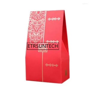 Envoltura de regalo 200 unids Estilo chino vintage Bolsas de papel rojo Caramelo Dulce Chocolate Galleta Caja de embalaje Favor de fiesta de boda y