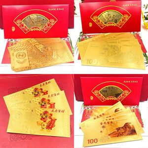 Envoltura de regalo 2022 Año de China Tigre Colección de monedas conmemorativas originales Artesanías de decoración con sobre rojo