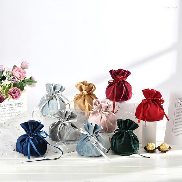 Emballage cadeau 2022 Style européen sac à bonbons fée Bundle créatif rond velours tissu mariage fiançailles boîte ZC521