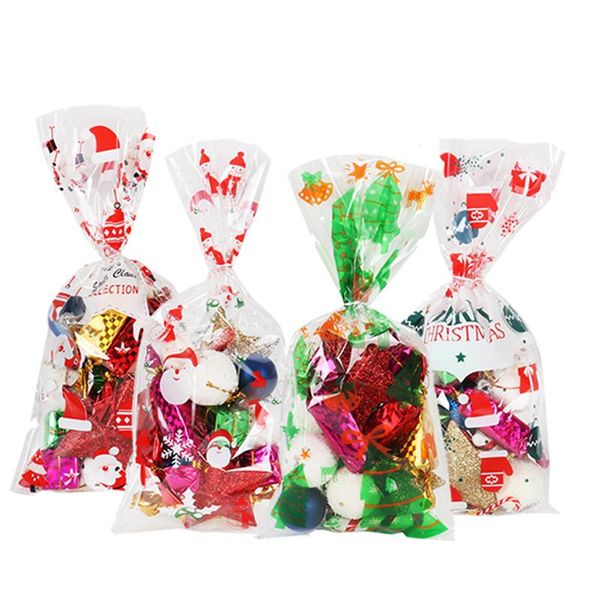 Confezione regalo 2022 Babbo Natale albero di Natale alce sacchetti in PVC sacchetto trasparente trasparente per l'imballaggio di biscotti caramelle