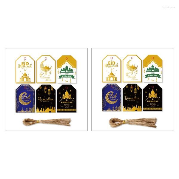 Envoltura de regalo 2023 48/96 Sets Tags Ramadan Tags Moon Star Box Etiquetas colgantes con cuerda para eid mubarak favores de fiesta musulmana