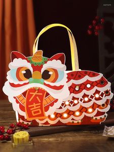 Emballage cadeau 2023 chinois boîtes à bonbons année Lion danse grande lanterne Portable gâteau décoration heureux créatif boîte à main