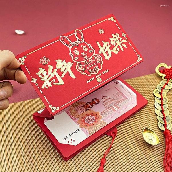 Emballage cadeau 2023 enveloppes rouges pliantes année de Hongbao glands paquets chanceux Festival du printemps chinois sac d'argent fête de mariage
