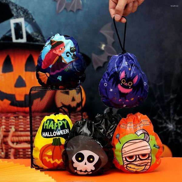 Papel de regalo 2023 Estilo Embalaje de Halloween Bolsas con cordón Calabaza Dulces Snack Hornear Galletas Suministros para fiestas infantiles