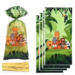 Enveloppe-cadeau 2024 Zoo Forest Zoo Transparent Pocket Pocket Candy Packaging Opp Sacs Snack Popcorn Pain Bag Decor Party Suppily