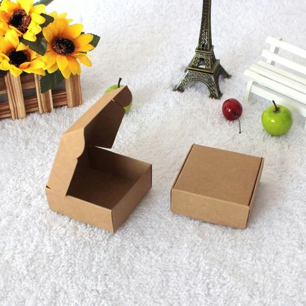 Enveloppe-cadeau 2024 boîte d'emballage en papier kraft naturel petit artisanat pliant marron brun à la main en carton