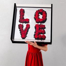 Geschenkwikkeling 2024 Trending grote acryl display vierkant papier kartonnen doos op maat gemaakte liefdesvorm eeuwige rozenverpakking