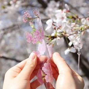 Cadeau cadeau 20 paquets PVC rose Sakura fleurs de cerisier bricolage autocollants adhésifs papeterie étiquette de bâton décoratif