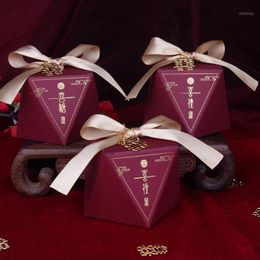 Cadeau cadeau 20pc Diamond Shape Paper Box Candy Mariage Chocolat Boxes Baby Douche Packaging Favors pour les invités Merci