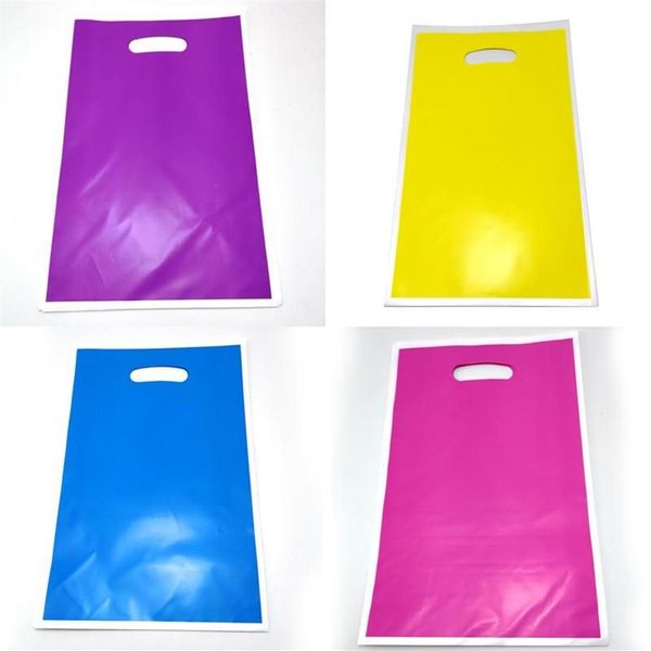 Cadeau cadeau 20pc / lot bébé douche fête filles garçons faveurs couleur unie sacs de butin en plastique décoration d'anniversaire rose bleu vert violet gi282q