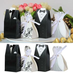 Geschenkwikkeling 20 stcs/100 stcs bruid en bruidegom bruiloft gunst geschenken tas snoep chocoladebox diy met lintdecoratie feestbenodigdheden