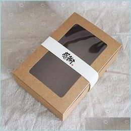 Geschenkwikkeling 20 stcs 18x12x5cm bruine kraft papieren doos met raam cadeau cajas de darter verpakking koekje aron bruiloft cadeau1 drop levering h dhtsn