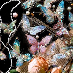 Envoltura de regalo 20PCS 3D Pegatinas de mariposa holográficas Retro Cristal de hielo Brillante PET DIY Manual Scrapbooking Diario