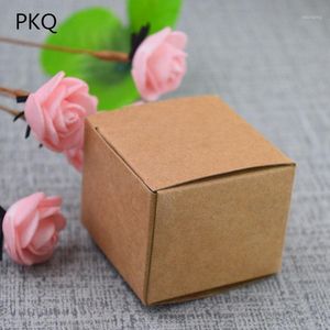 Emballage cadeau 20 pièces 6 tailles boîtes en papier Kraft blanc boîte marron carré Carton Carton Boutique emballage cadeau mariage Supply1