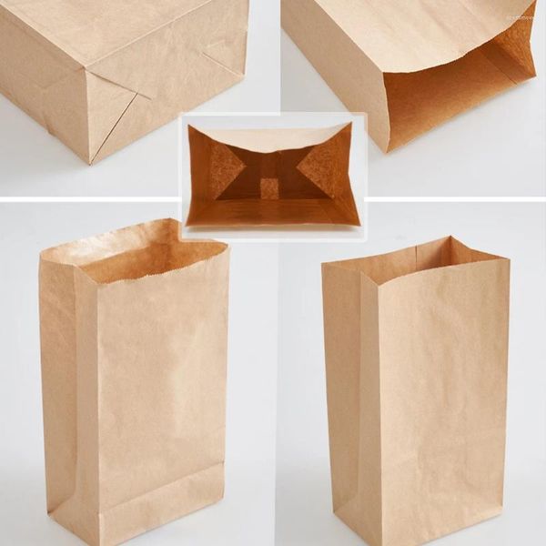 Envoltura de regalo 20 piezas Bolsa de papel Kraft marrón Alimentos Verduras Bolsas para hornear Galletas Pan Paquete de dulces Cosméticos Almacenamiento