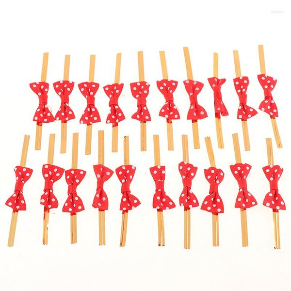 Emballage cadeau 20pcs Emballage de bonbons Noeud papillon Emballage Fil d'or Bowknot Reliure Sacs à sucettes Attache d'étanchéité Cravates fixes Boîte Fournitures