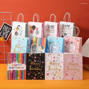 Envoltura de regalo 20 piezas Bolsas de cumpleaños de dibujos animados Favores de fiesta Bolsa de papel Animal Niños Niños Pastel de caramelo Bautizo Favor Embalaje festivo