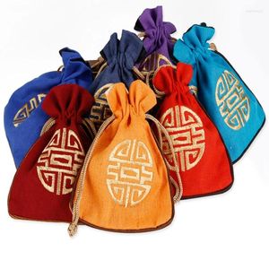 Enveloppe cadeau 20pcs de style chinois sac à cordon d'emballage Bages de bijoux Sacs de bijoux