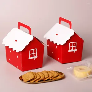 Geschenkwikkeling 20 stks Kerstfeest Gunsten Box Cupcake met handvat Chocolade Candy Dessert Cookie Portable Packaging