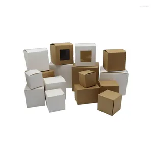 Enveloppe cadeau 20pcs Boîte d'emballage blanc carré mignon kraf