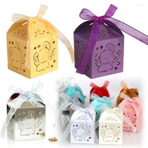 Cadeau cadeau 20pcs boîte de bonbons en forme d'éléphant avec garçon fille bébé douche chocolat rose boîtes bleues pour invités enfants fête d'anniversaire décor