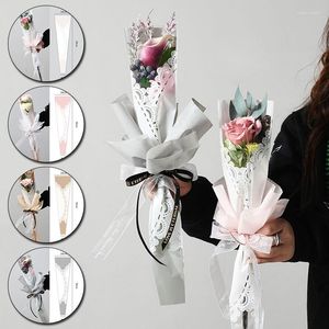 Cadeau cadeau 20pcs pour bouquet de fleurs emballage dentelle motif sacs d'emballage fournitures de fête papier de décoration de mariage transparent
