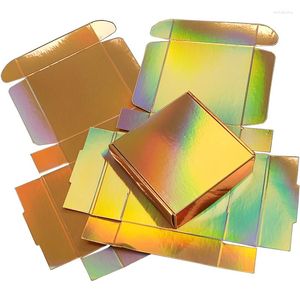 Geschenkomschakeling 20 stks Glanzende gouden holografische vouwpapier Doos Licht reflectieverpakking