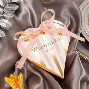 Geschenkwikkeling 20 stks hartvorm bloemen dozen romantische verpakking papieren doos voor vrouwen cadeau mand draagbare tassen cadeau inpakpapier snoepbox 230306