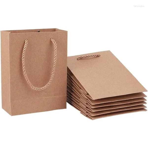 Envoltura de regalo 20pcs bolsas de kraft de fiesta con mango bolso reutilizable presente bolso de regalo para bodas de cumpleaños (4.7x2x6 pulgadas)