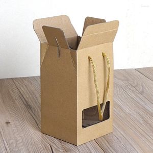 Emballage cadeau 20 pièces sacs/boîtes en papier Kraft marron fenêtre debout pour mariage/cadeau/bijoux/nourriture/sacs d'emballage de stockage de bonbons