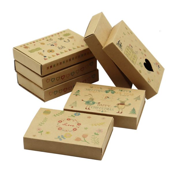 Emballage cadeau 20pcs papier kraft savon/fleurs boîtes à tiroirs boîte-cadeau de bonbons de fête de mariage pour savon fait main artisanat bijou emballage boîte kraft 230306