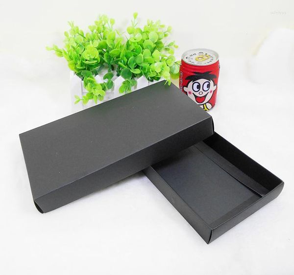 Papel de regalo 20 unids/lote-22..5 3cm caja de cartón con cajón negro para té Power Bank cajas de embalaje de papel DIY Craft