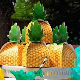 Geschenkwikkeling 20 -stcs/lot Diy Pineapple Paper Wedding Gunsten Candy Boxes Kids Verjaardag Hawaiian Beach Party Box Decorations