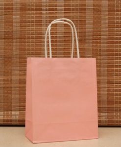 Emballage cadeau 20 pcs/lot blanc rose violet ciel bleu café sac en papier Kraft avec poignée mariage fête d'anniversaire paquet sacs cadeau